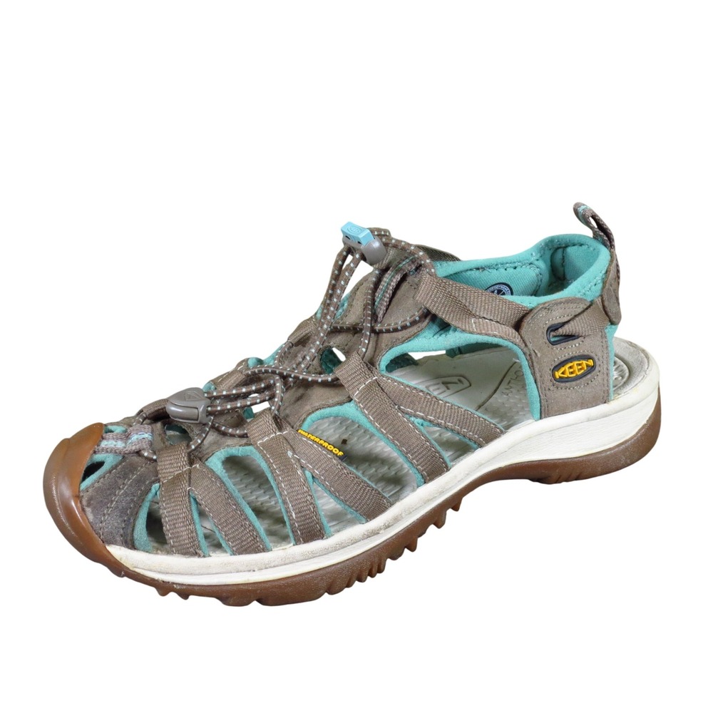 Keen Whisper Womens Sport Sandals Size 8 Hiking Water Brown Aqua Synthetic